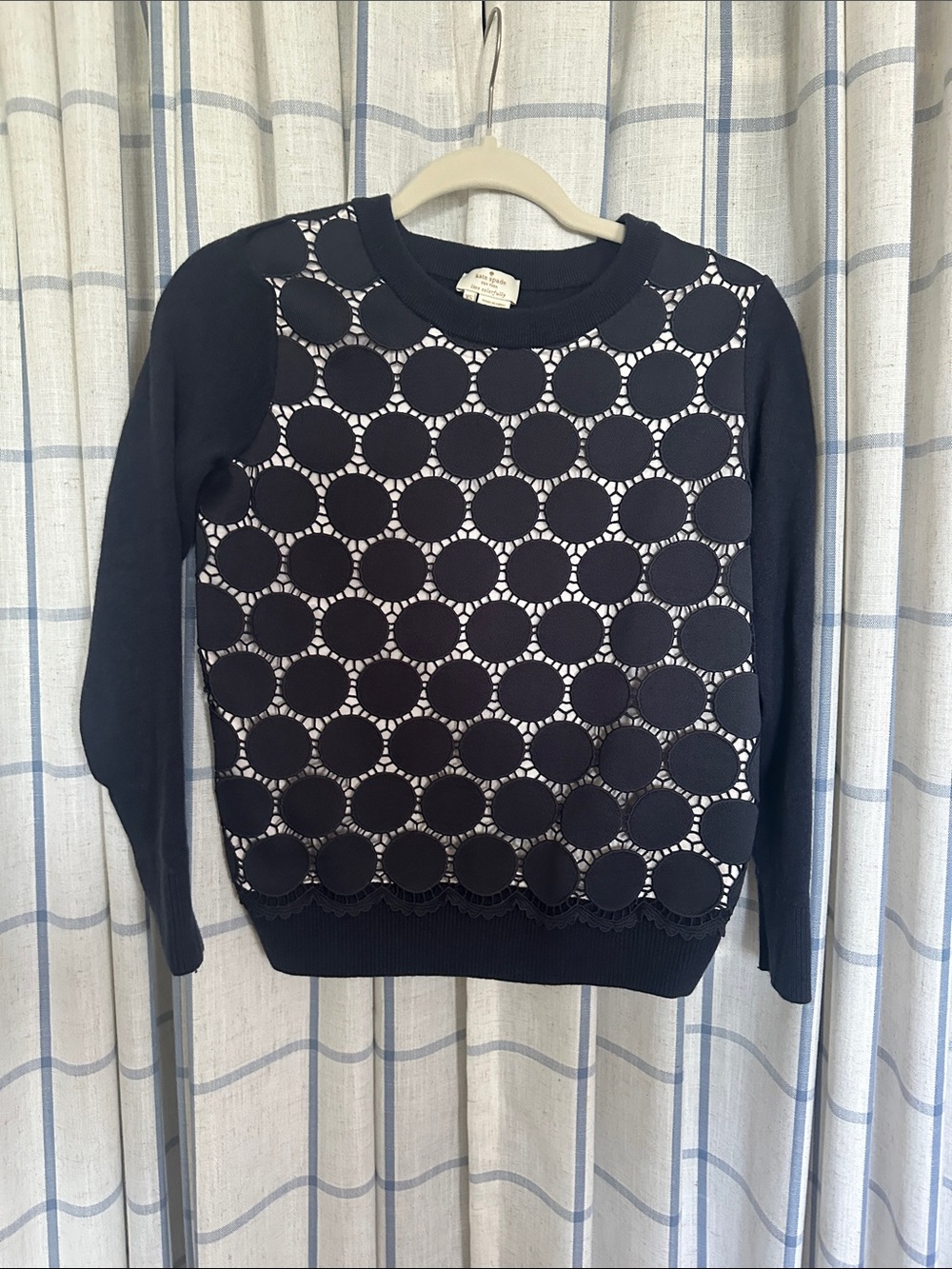 Kate Spade Women's Navy Lace Front Sweater